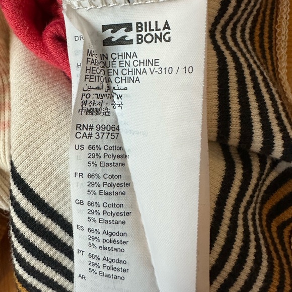 Billabong Mock Neck Ribbed Bodycon Striped Mini Dress size XS - Picture 5 of 5